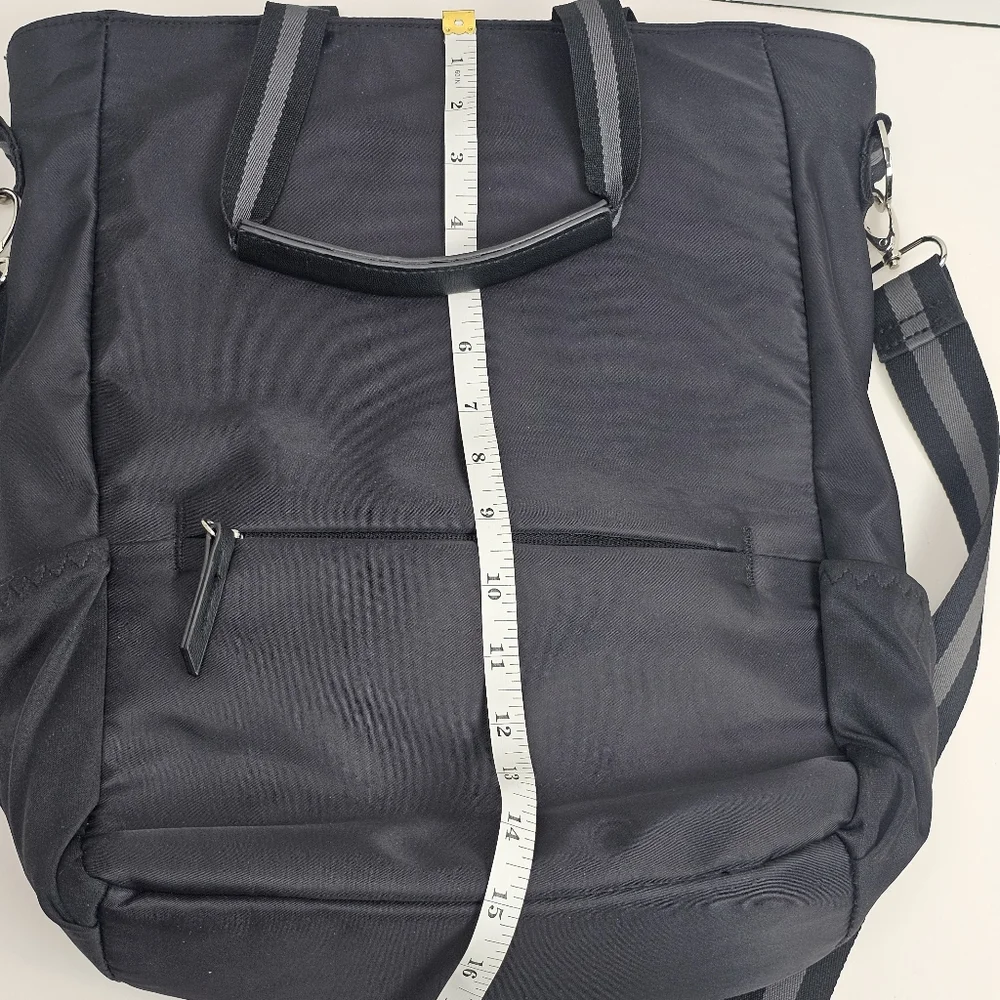 Cynthia Rowley Black Convertible Backpack Laptop Travel Bag, Trolley Sleeve, EUC